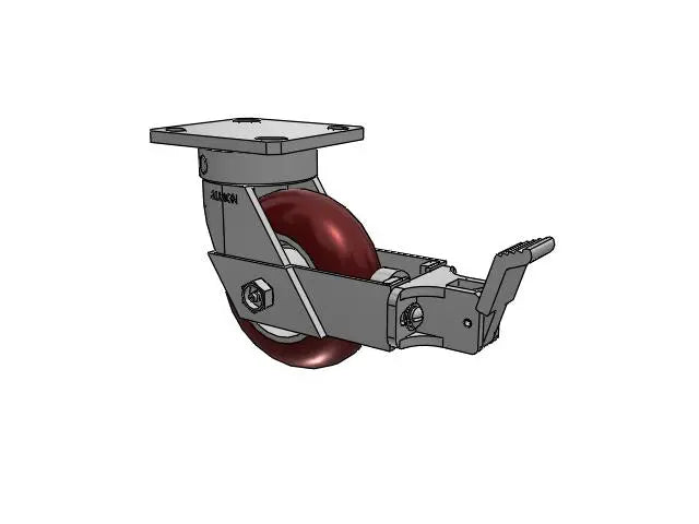 Albion Casters Kingpinless 5" x 2" MAX-Efficiency Maroon Caster with Face Brake and 4" x 4.5" Plate - High-Performance Industrial Caster for Enhanced Control and Durability Albion-Casters