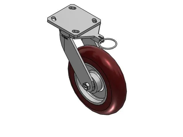 Lead Kingpinless 8"x2" Maroon Caster with Swivel Lock and 4"x4.5" Plate - 1500 lb Load Capacity, High Efficiency, Ergonomic Design for Industrial Use Albion-Casters