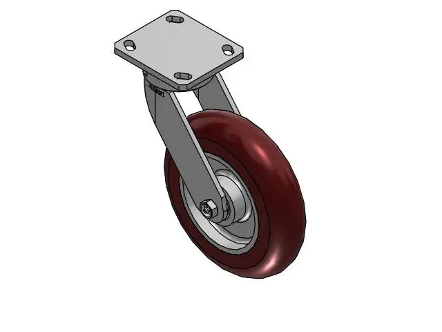 Lead Kingpinless 8"x2" Maroon Caster with 4"x4.5" Plate - MAX-Efficiency Ergonomic Caster, 1500 lb Load Capacity, 10.13" Mount Height, 7.5" Swivel Radius | Albion Casters SKU: 110AX08228SX Albion-Casters
