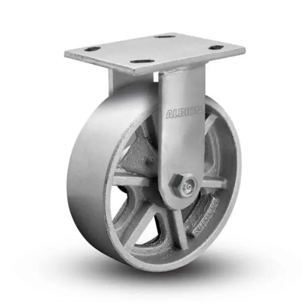 4"x2" Kingpinless Rigid Caster with Heavy-Duty Cast Iron Wheel, 1000 lb Load Capacity Albion-Casters