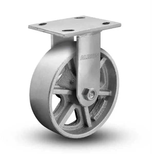 6"x2" Kingpinless Rigid Caster with Heavy-Duty Cast Iron Wheel, 1400 lb Load Capacity Albion-Casters