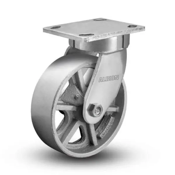 6"x2" Kingpinless Swivel Caster with Heavy-Duty Cast Iron Wheel, 1400 lb Load Capacity Albion-Casters