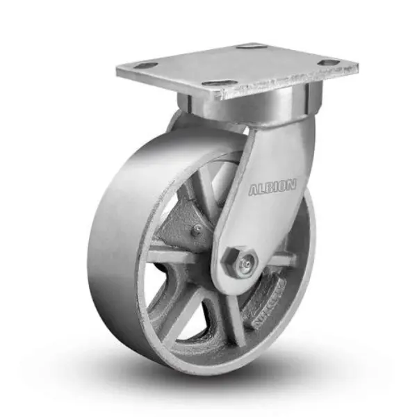 8"x2" Kingpinless Swivel Caster with Heavy-Duty Cast Iron Wheel, 1800 lb Load Capacity Albion-Casters