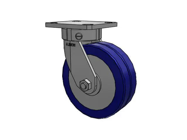 Albion Casters Kingpinless 6" x 2" Swivel Flat Wheel Caster - 4" x 4.5" Plate, Heavy-Duty Performance, Model 110EZ06228S Albion-Casters