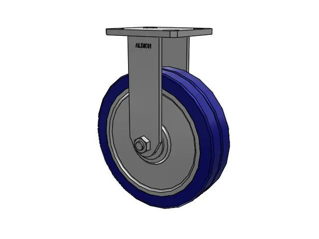 Kingpinless 8"x2" Swivel-EAZ Flat Wheel Rigid Caster with 2000 lb Capacity | 4"x4.5" Plate, Ergonomic Design, Albion Casters SKU: 110EZ08228R Albion-Casters