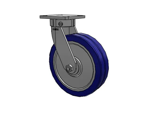 Kingpinless 8"x2" Swivel-EAZ Flat Wheel Caster with 4"x4.5" Plate - 2000 lb Load Capacity, Ergonomic Design, Heavy-Duty Swivel Caster for Industrial Use Albion-Casters