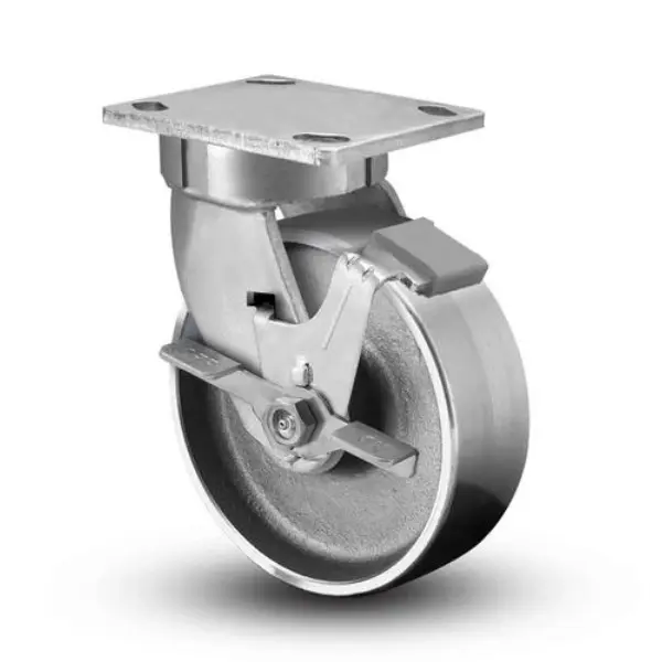 6" Kingpinless Brake Caster with Heavy-Duty Drop Forged Steel Wheel, 1700 lb Load Capacity Albion-Casters