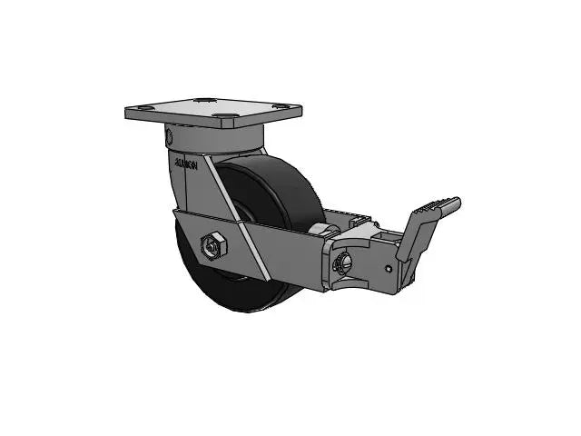 Albion Casters Kingpinless 5" x 2" Nylon Caster with Face Brake and 4" x 4.5" Plate - High-Durability Trionix Model 110NX05228SFBB Albion-Casters