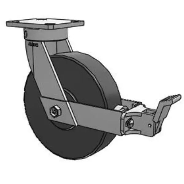 Kingpinless 8"x2" Trionix Nylon Caster with Face Brake, 4"x4.5" Plate, 2000 lb Capacity Albion-Casters