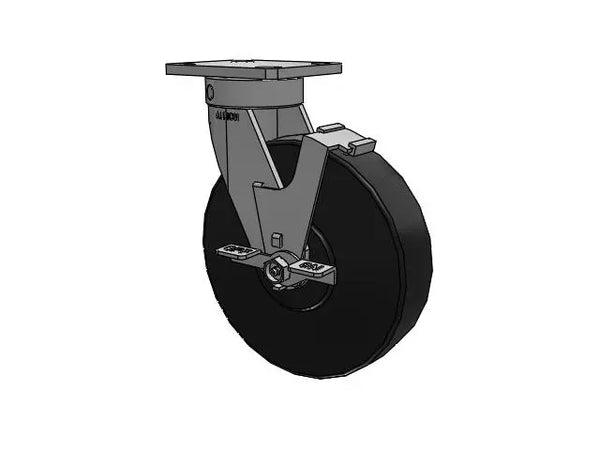 Albion Casters Kingpinless 8x2 Trionix Nylon Side-Lock Caster with 4x4.5 Plate - High-Durability Industrial Caster - Model 110NX08228SFBC Albion-Casters