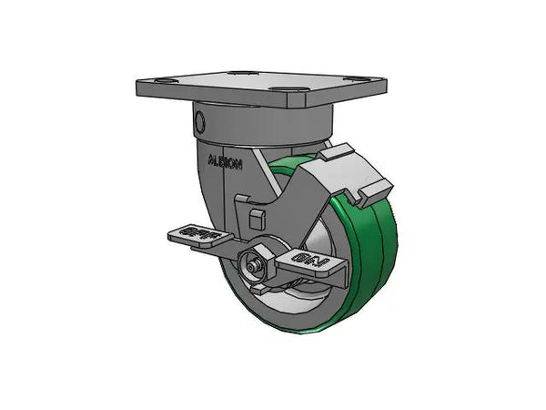 Albion Casters 4" x 2" Kingpinless Locking Caster with Polyurethane-on-Aluminum Wheel and 4" x 4-1/2" Top Plate - High Performance Industrial Caster - Model 110PD04201SFBC Albion-Casters
