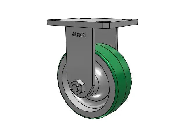 Albion Casters 5" x 2" Kingpinless Rigid Caster with Polyurethane-on-Aluminum Wheel – Heavy-Duty 4" x 4-1/2" Top Plate for Industrial Use - Model 110PD05201R Albion-Casters