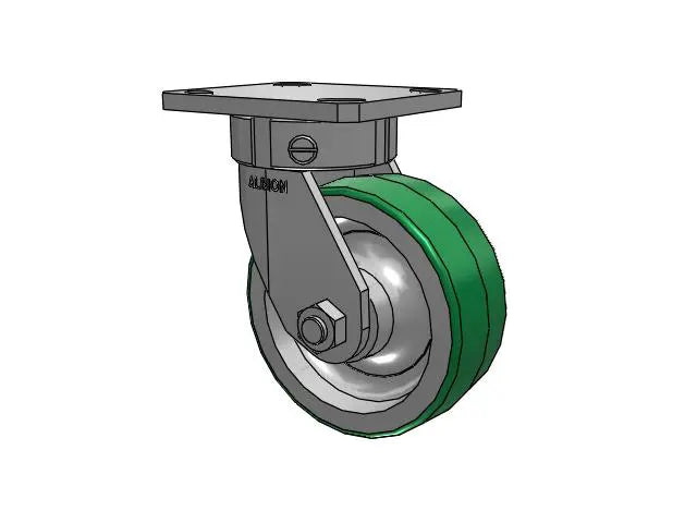 Albion Casters 5x2 Kingpinless Swivel Caster with Polyurethane-on-Aluminum Wheel and 4x4.5 Top Plate - Heavy-Duty Performance Caster for Industrial Use - Model 110PD05201S Albion-Casters