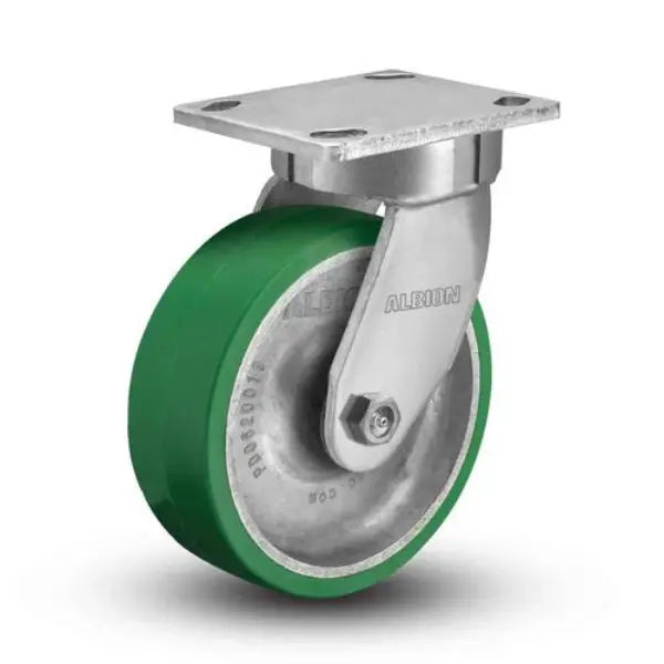 Albion Casters 6x2 Kingpinless Swivel Caster - Polyurethane-on-Aluminum Wheel, 4x4-1/2 Plate, Heavy-Duty Performance - Model 110PD06201S Albion-Casters