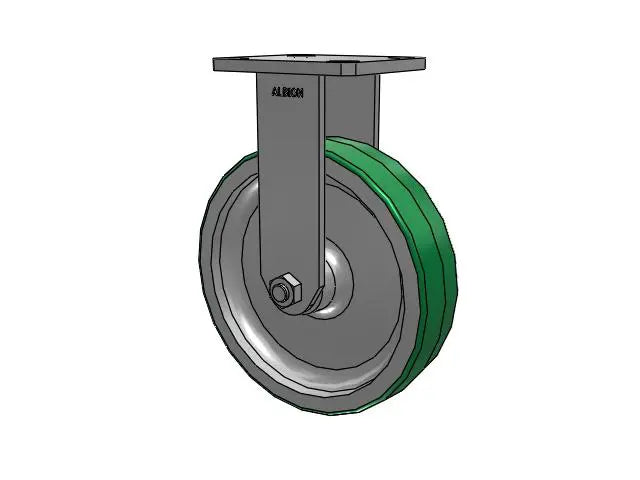 Albion Casters 8" x 2" Kingpinless Rigid Caster - Polyurethane-on-Aluminum Wheel with 4" x 4.5" Top Plate - Heavy-Duty Caster for Industrial Use | Model 110PD08201R Albion-Casters