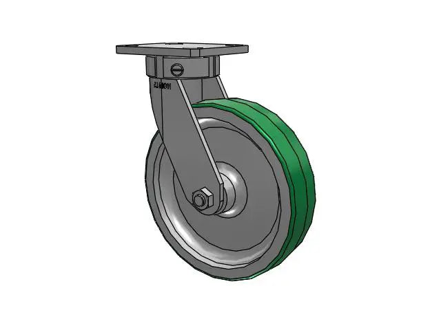 Albion Casters 8" x 2" Kingpinless Swivel Caster with Polyurethane-on-Aluminum Wheel, 4" x 4-1/2" Top Plate - Heavy-Duty Industrial Caster | Model 110PD08201S Albion-Casters