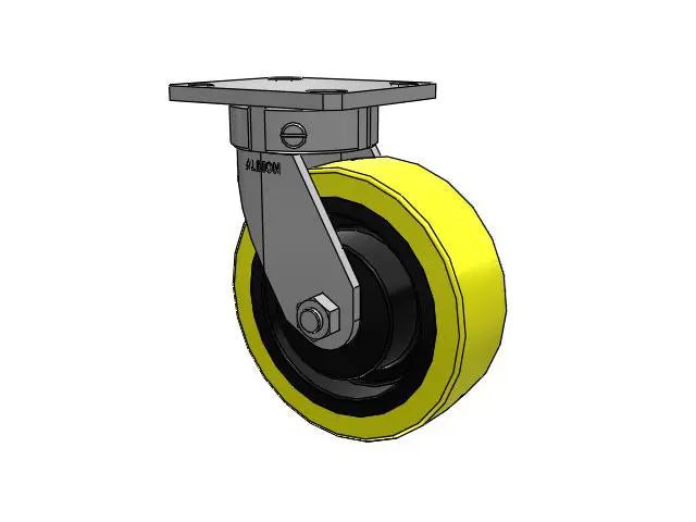 Albion Casters Kingpinless HD Poly-on-Iron Caster - 6" x 2" Heavy-Duty Wheel with 4" x 4.5" Plate - Model 110PF06228S Albion-Casters