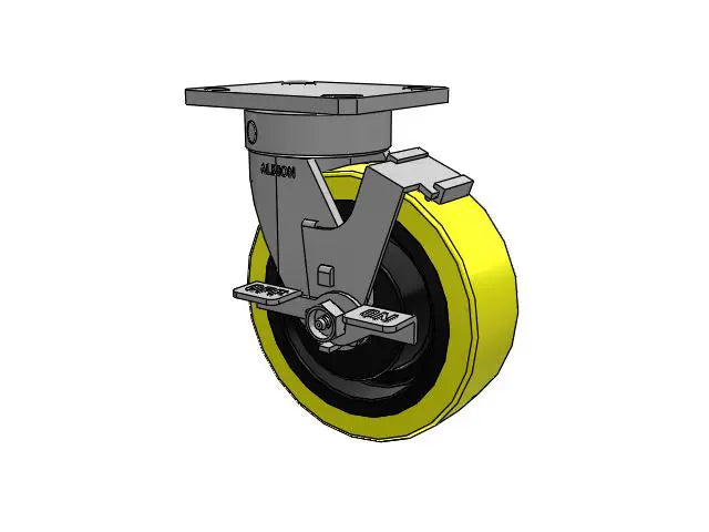 Albion Casters Kingpinless 6" x 2" HD Polyurethane-on-Iron Wheel Side-Lock Caster | Heavy-Duty Industrial Caster with 4" x 4.5" Plate - Model 110PF06228SFBC Albion-Casters