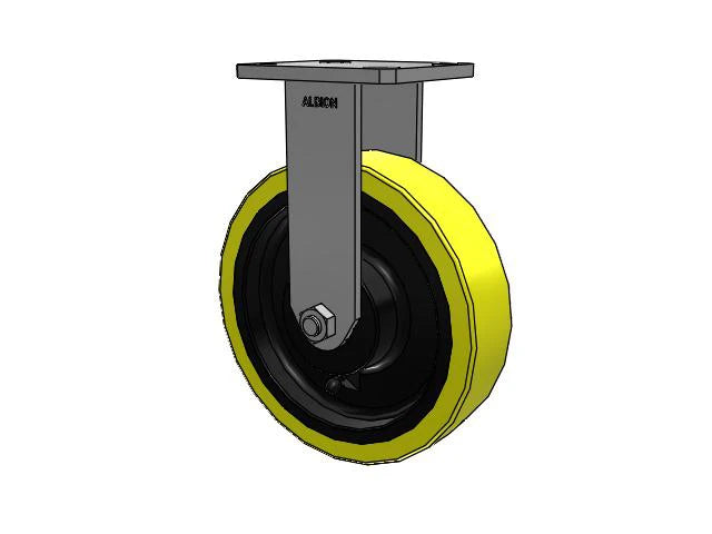 Kingpinless 8"x2" HD Poly-on-Iron Rigid Caster | 2000 lb Load Capacity | 4"x4.5" Plate | Heavy-Duty Ergonomic Wheel Albion-Casters