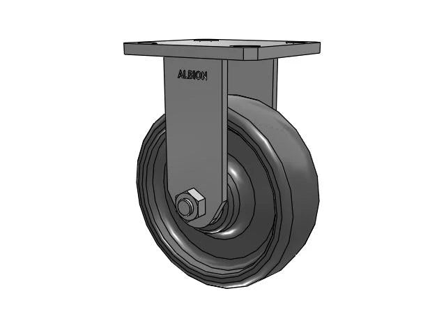 Albion Casters Kingpinless Rigid Caster - 6" x 2" Solid Elastomer Wheel with 4" x 4.5" Plate - Model 110SE06228R - Durable Industrial Caster for Smooth, Reliable Operation Albion-Casters