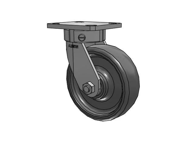 Albion Casters Kingpinless 6" x 2" Solid Elastomer Wheel Caster with 4" x 4.5" Plate - Heavy-Duty Industrial Caster for Superior Durability and Performance - Model 110SE06228S Albion-Casters