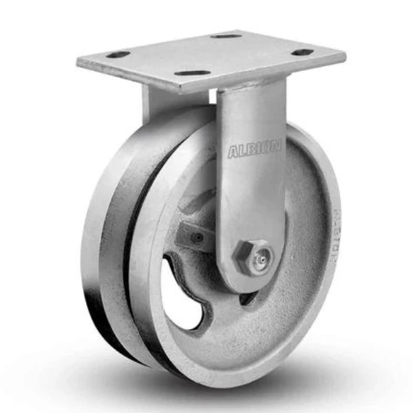 4"x2" Kingpinless V-Groove Cast Iron Rigid Caster | 800 lb Capacity | 4"x4.5" Plate | 110VG04201R Albion-Casters