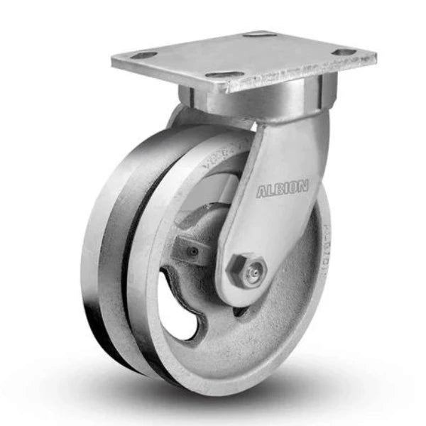 4"x2" Kingpinless V-Groove Cast Iron Swivel Caster | 800 lb Capacity | 4"x4.5" Plate | 110VG04201S Albion-Casters