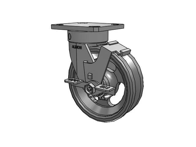 Albion Casters 6"x2" Kingpinless Locking Caster with V-Groove Cast Iron Wheel - Heavy Duty Industrial Caster for Superior Mobility and Stability - Model 110VG06201SFBC Albion-Casters