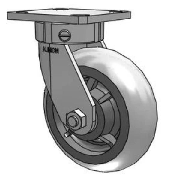 Kingpinless 6x2 XR Rubber Swivel Caster | 450lb Capacity | 4x4.5" Plate | 110XR06229S Albion-Casters