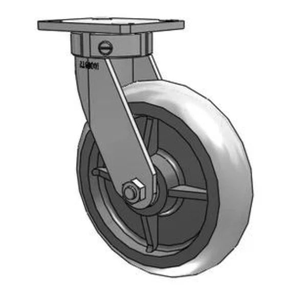 Kingpinless 8"x2" Rubber Swivel Caster - 600 lb Load Capacity Albion-Casters