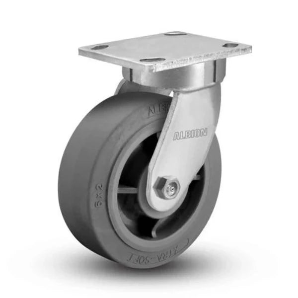 Albion Casters Kingpinless 4" x 2" Swivel Caster with X-tra Soft Advanced Rubber Wheel - 400 lb Capacity, Made in USA | Model 110XS04201S Albion-Casters