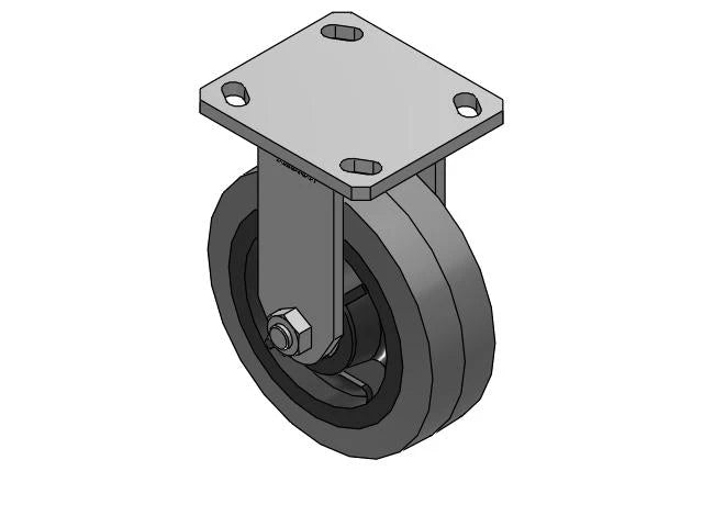 Albion Casters 6" x 2" Kingpinless Rigid Caster with Advanced Ergonomic Rubber Wheel | 4" x 4-1/2" Top Plate | Heavy-Duty Industrial Caster - Model 110XS06229R Albion-Casters