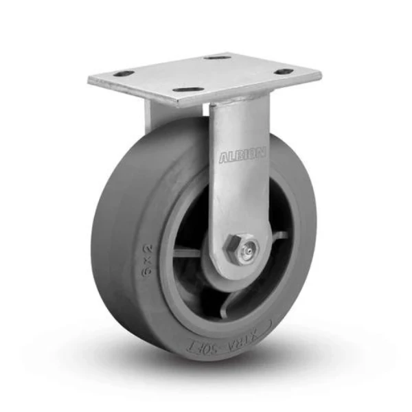 Albion Casters 8" x 2" Kingpinless Rigid Caster - Xtra Soft Advanced Rubber Wheel, 675 lb Capacity, USA-Made - Model 110XS08201R Albion-Casters