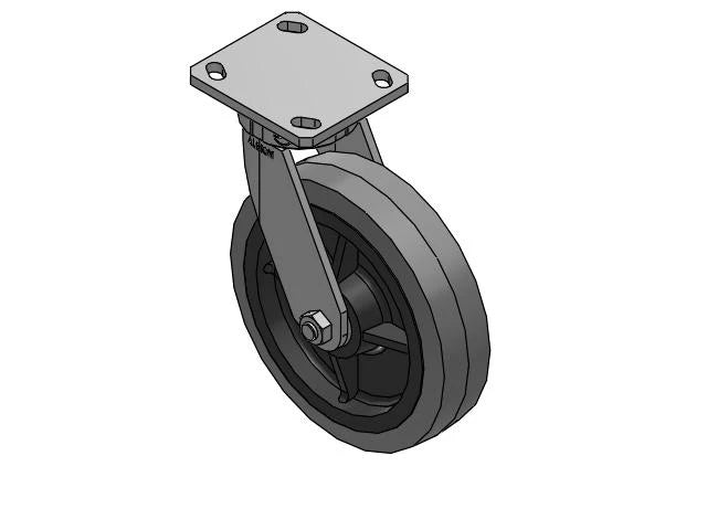 Albion Casters 8" x 2" Kingpinless Swivel Caster with Advanced Rubber Wheel - 4" x 4.5" Top Plate, Model 110XS08229S - High Performance Ergonomic Design for Industrial & Commercial Use Albion-Casters