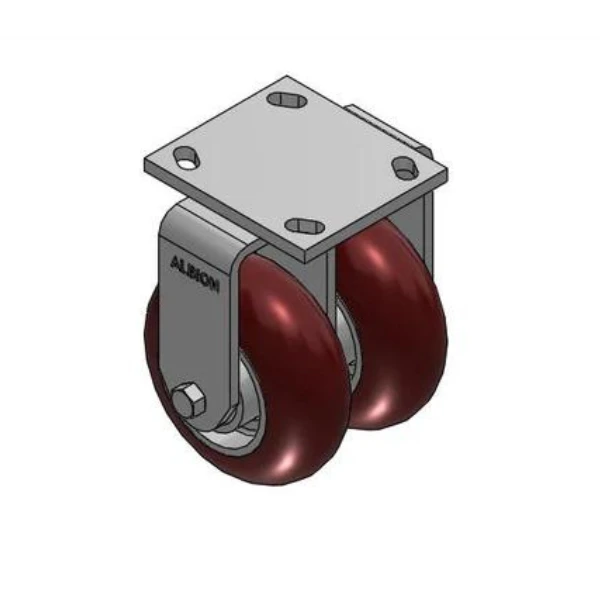 Dual Wheel Kingpinless Caster 5"x2" MAX-Efficiency Maroon Rigid Albion-Casters