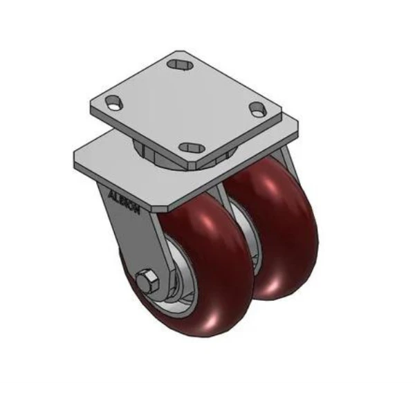 Dual Wheel Kingpinless 5"x2" MAX-Efficiency Maroon Caster with 4"x4.5" Plate Albion-Casters