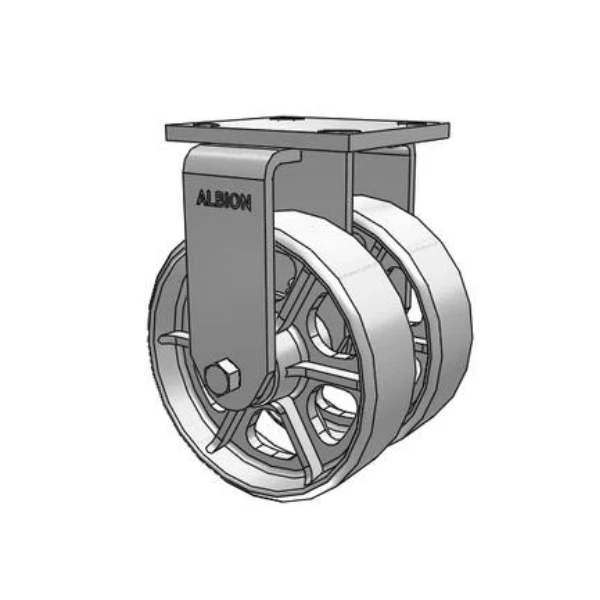 2000 lb Capacity Dual Wheel Kingpinless Rigid Caster - 6" x 2" Cast Iron Wheels Albion-Casters