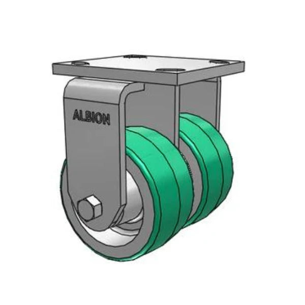 Dual Wheel Kingpinless 4"x2" Poly-on-Aluminum Rigid Caster Albion-Casters