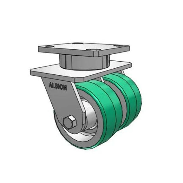 Dual Wheel Kingpinless Caster 115PD04201S  - 4"x2" Poly-on-Aluminum, 2000 lb Capacity, 4"x4.5" Plate Albion-Casters