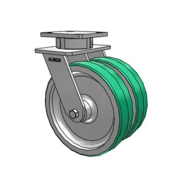 Heavy-Duty Dual Wheel Kingpinless Swivel Caster - 8"x2" Poly-on-Aluminum Albion-Casters
