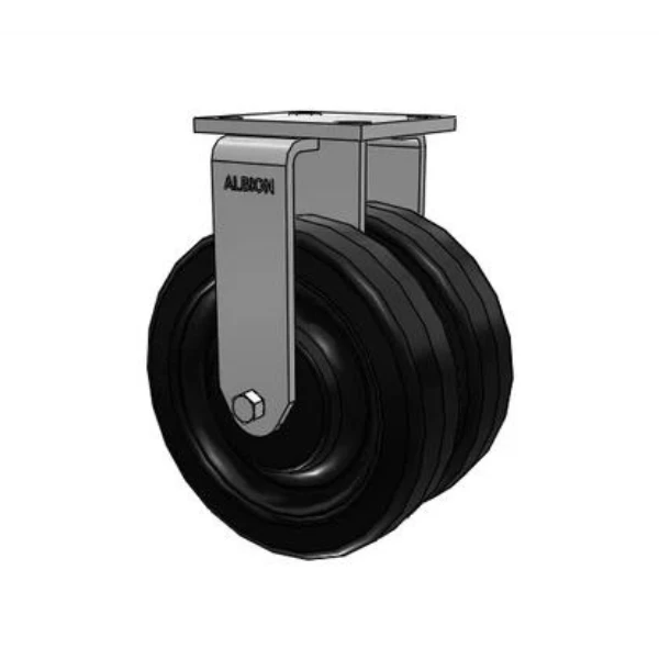 Dual Wheel Kingpinless 8"x2" Phenolic Wheel Rigid Caster - Heavy Duty 2000 lb Load Capacity Albion-Casters