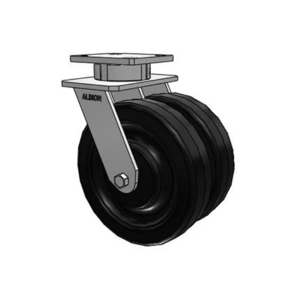 2000 lb Capacity Dual Wheel Kingpinless Caster - 8" x 2" Phenolic Wheels Albion-Casters