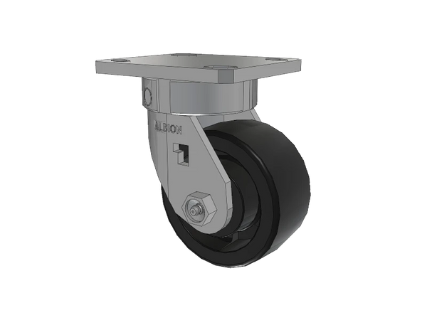 Albion Casters Kingpinless Nylon High-Heat Wheel Caster, 4" x 2" with 4" x 4.5" Plate - Model 120HT04201S - Stainless, Durable for Industrial Use Albion-Casters