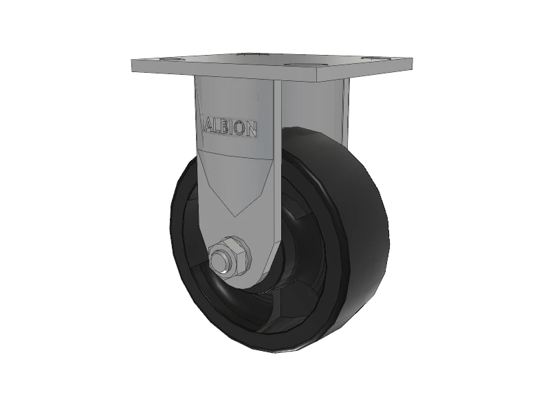 Albion Casters Stainless Kingpinless 5" x 2" Nylon High-Heat Wheel Rigid Caster with 4" x 4.5" Plate - Heavy-Duty Industrial Caster 120HT05201R Albion-Casters
