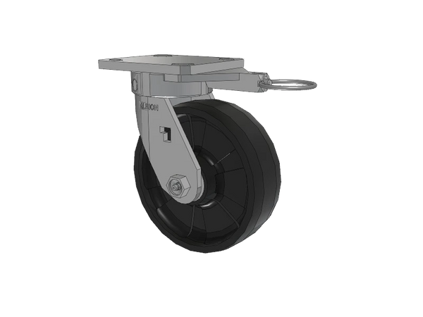 Albion Casters Stainless Steel Kingpinless Swivel Caster - 6" x 2" MAX Nylon with Precision Ball Bearings & 4" x 4.5" Plate, Swivel Lock - High Durability and Smooth Operation Albion-Casters