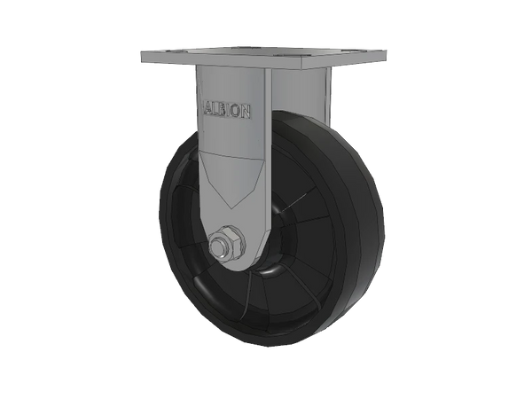 Albion Casters Stainless Kingpinless Rigid Caster 6" x 2" MAX Nylon Delrin Bearing Wheel with 4" x 4.5" Plate - Model 120NG06251R for Heavy-Duty Industrial Applications Albion-Casters