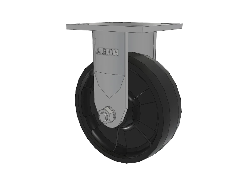 Albion Casters Stainless Kingpinless Rigid Caster 6" x 2" MAX Nylon Delrin Bearing Wheel with 4" x 4.5" Plate - Model 120NG06251R for Heavy-Duty Industrial Applications Albion-Casters