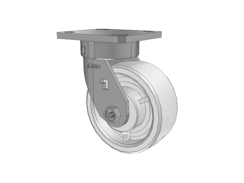 Albion Casters Stainless Kingpinless 5x2 Inch White Nylon Wheel Caster - Heavy Duty 4x4.5 Inch Plate | Model 120NW05251S Albion-Casters