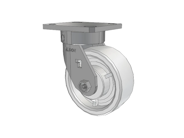 Albion Casters Stainless Kingpinless 5x2 Inch White Nylon Wheel Caster - Heavy Duty 4x4.5 Inch Plate | Model 120NW05251S Albion-Casters