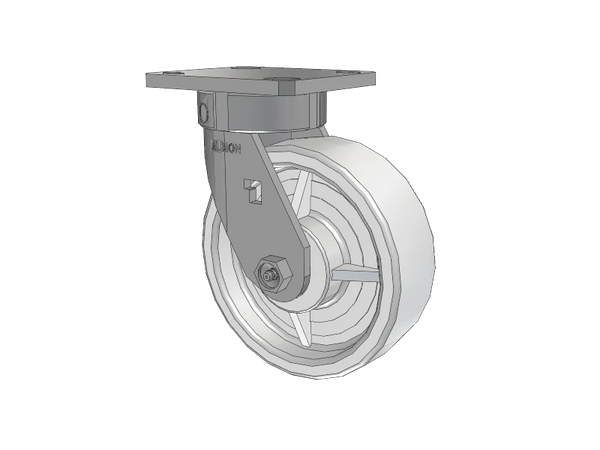 Albion Casters Stainless Kingpinless Caster – 6" x 2" White Nylon Wheel with 4" x 4.5" Plate – Model 120NW06201S – Durable, Smooth Rolling Industrial Caster Albion-Casters
